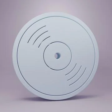 Grey Vinyl disk icon isolated on purple background. Minimalism concept. 3D .. Illustrazione stock