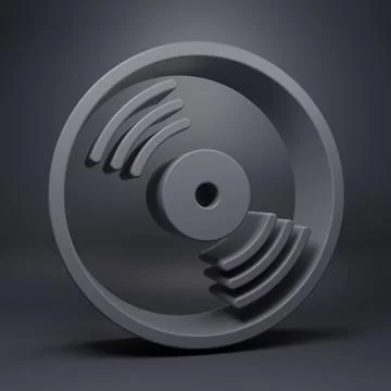 Grey Vinyl disk icon isolated on grey background. Minimalism concept. 3D re.. Illustrazione stock