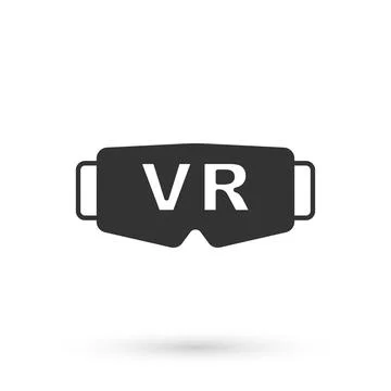 Grey Virtual reality glasses icon isolated on white background. Stereoscopic  Stock Illustration