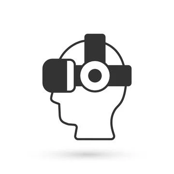 Grey Virtual reality glasses icon isolated on white background. Stereoscopic 3d Stock Illustration