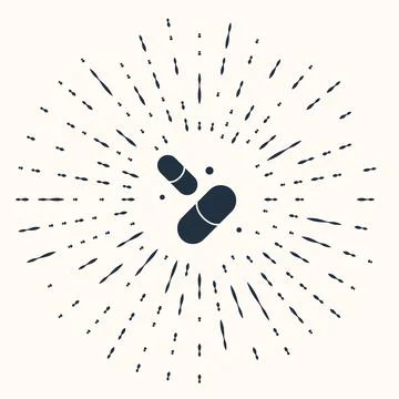 Grey Vitamin complex of pill capsule icon isolated on beige background. Healthy Stock Illustration
