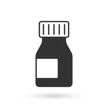 Grey Vitamin complex of pill capsule icon isolated on white background. Hea.. Stock Illustration