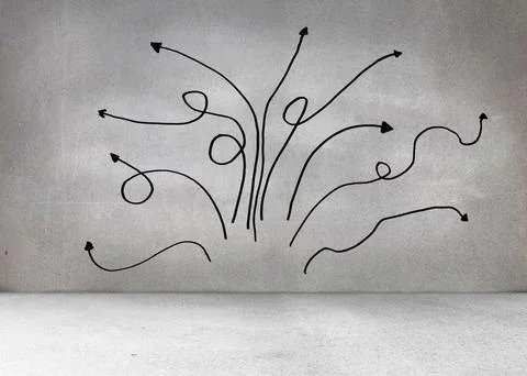 Grey wall with arrows Stock Photos