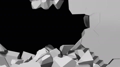 Grey wall explode almost fall apart 3D animation Stock Footage 150180941