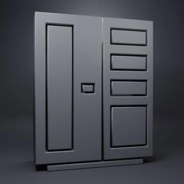 Grey Wardrobe icon isolated on grey background. Minimalism concept. 3D rend.. Stock Illustration