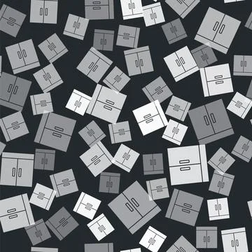 Grey Wardrobe icon isolated seamless pattern on black background. Vector Stock Illustration