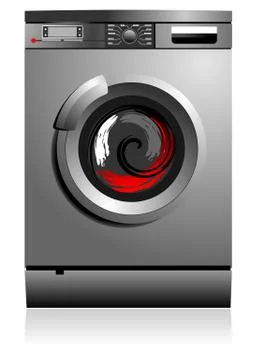 Grey washing machine vector illustration. Home equipment Stock Illustration