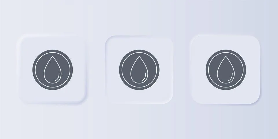 Grey Water drop icon isolated on grey background. Set icons in square butto.. Stock Illustration