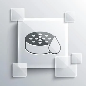 Grey Water sensor icon isolated on grey background. Square glass panels. Vector Illustrazione stock