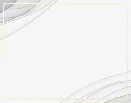 Grey waves with a gold lined rectangle background Stock Illustration