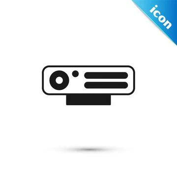 Grey Web camera icon isolated on white background. Chat camera. Webcam icon Stock Illustration