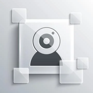 Grey Web camera icon isolated on grey background. Chat camera. Webcam icon Stock Illustration