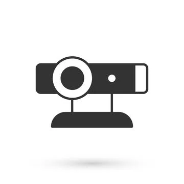 Grey Web camera icon isolated on white background. Chat camera. Webcam icon 스톡 일러스트