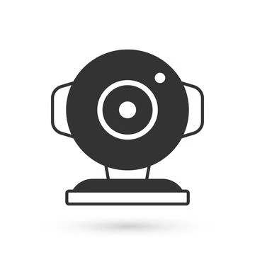Grey Web camera icon isolated on white background. Chat camera. Webcam icon 스톡 일러스트