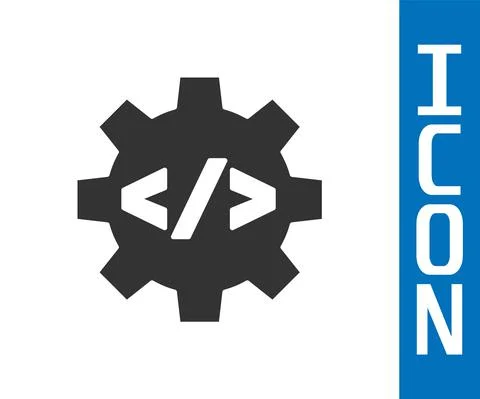 Grey Web design and front end development icon isolated on white background Stock Illustration