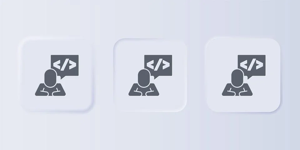 Grey Web design and front end development icon isolated on grey background... 스톡 일러스트