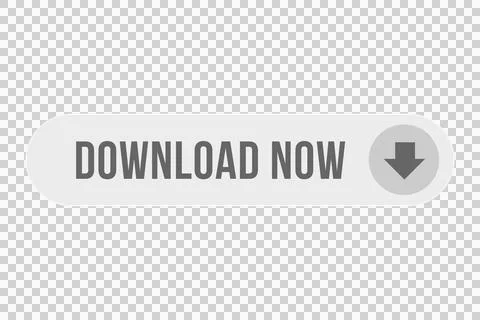 Grey web download now button with icon transparent background Stock Illustration