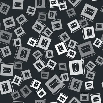 Grey Website and envelope, new message, mail icon isolated seamless pattern on Illustrazione stock