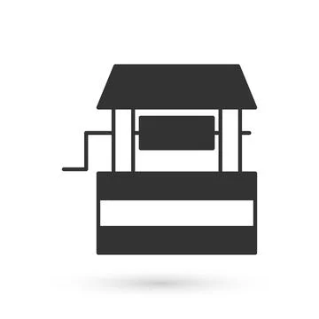 Grey Well icon isolated on white background.  Vector Stock Illustration