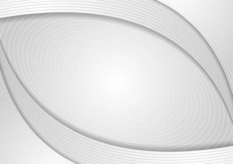 Grey white abstract tech corporate wavy linear background Stock Illustration