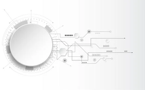 Grey white Abstract technology background with various technology elements Stock Illustration