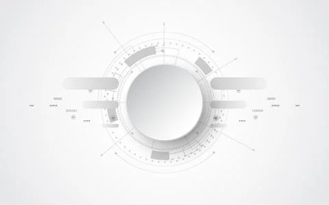 Grey white Abstract technology background with various technology elements Stock Illustration