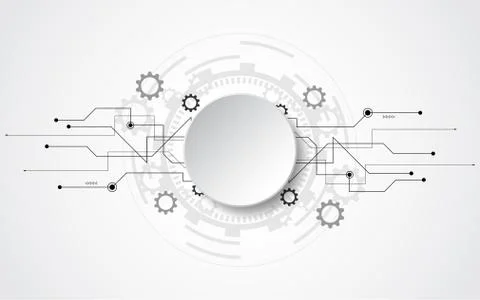 Grey white Abstract technology background with various technology elements Stock Illustration