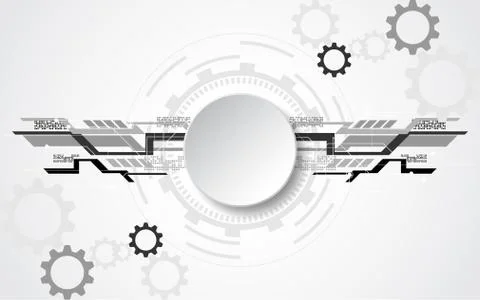 Grey white Abstract technology background with various technology elements Stock Illustration