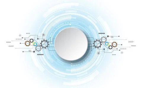 Grey white Abstract technology background with various technology elements Stock Illustration
