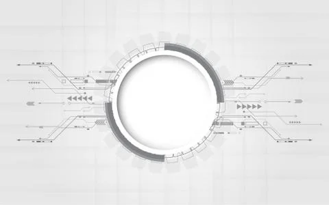 Grey white Abstract technology background with various technology elements Stock Illustration