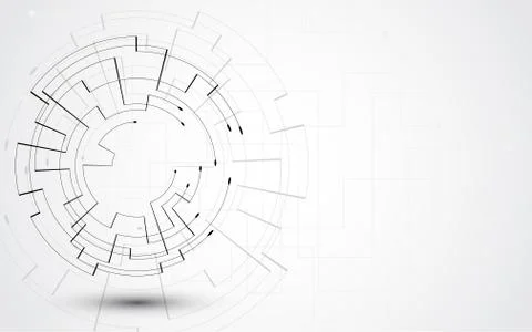 Grey white Abstract technology background with various technology elements Stock Illustration