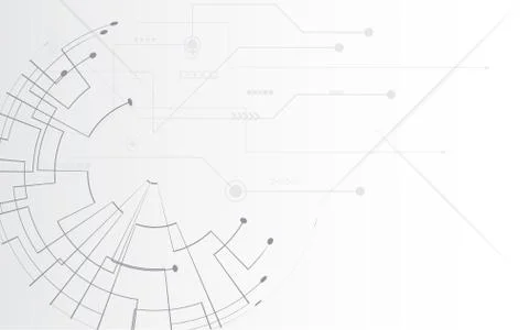 Grey white Abstract technology background with various technology elements Stock Illustration