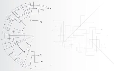 Grey white Abstract technology background with various technology elements Stock Illustration