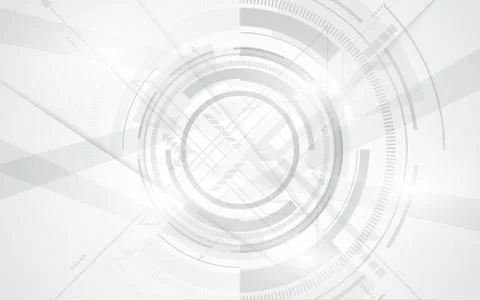 Grey white Abstract technology background with various technology elements Stock Illustration