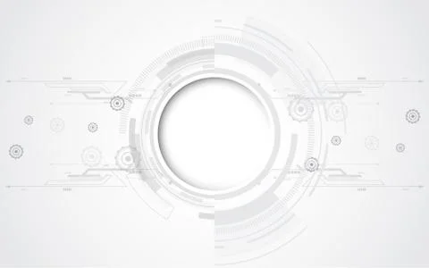 Grey white Abstract technology background with various technology elements Stock Illustration