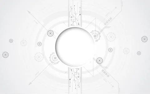 Grey white Abstract technology background with various technology elements Stock Illustration