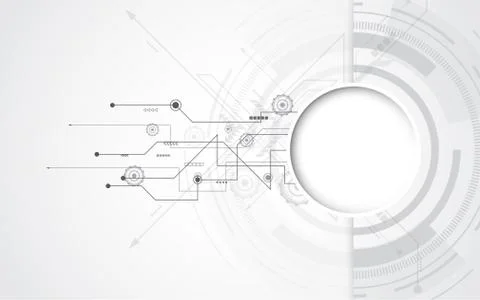 Grey white Abstract technology background with various technology elements Stock Illustration