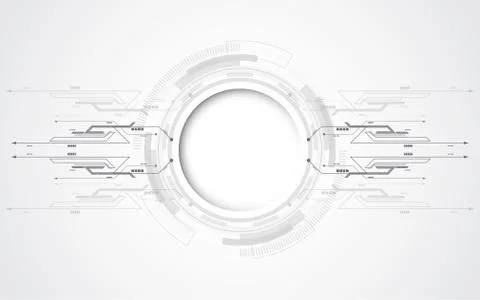 Grey white Abstract technology background with various technology elements Stock Illustration