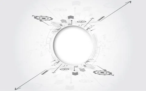 Grey white Abstract technology background with various technology elements Stock Illustration