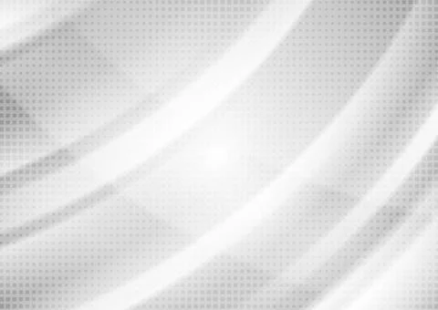 Grey white geometric tech abstract wavy minimal background Stock Illustration