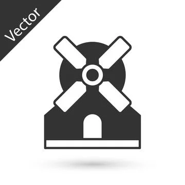 Grey Windmill icon isolated on white background. Vector Stock Illustration