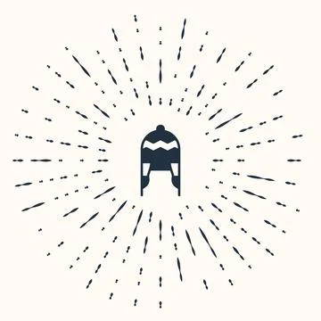 Grey Winter hat icon isolated on beige background. Abstract circle random dots Stock Illustration