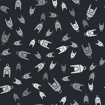 Grey Winter hat icon isolated seamless pattern on black background. Vector Illustrazione stock