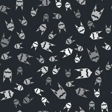 Grey Winter hat icon isolated seamless pattern on black background.  Vector Illustrazione stock