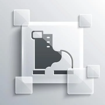 Grey Winter warm boot icon isolated on grey background. Waterproof rubber b.. 스톡 일러스트
