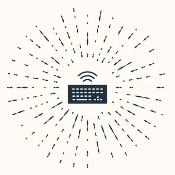 Grey Wireless computer keyboard icon isolated on beige background. PC component Stock Illustration