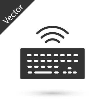 Grey Wireless computer keyboard icon isolated on white background. PC component Stock-Illustration