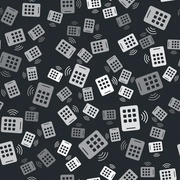Grey Wireless tablet icon isolated seamless pattern on black background Stock Illustration