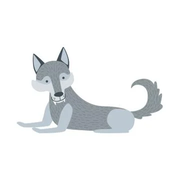Grey Wolf With Fangs Laying Down Stock Illustration