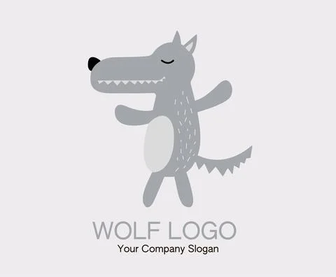 Grey Wolf flat vector logo Stock Illustration